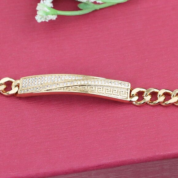 "Rose Gold Plated Chain Bracelet with Sparkling Bar Accent, XPBL0917 - Picture 11 of 11